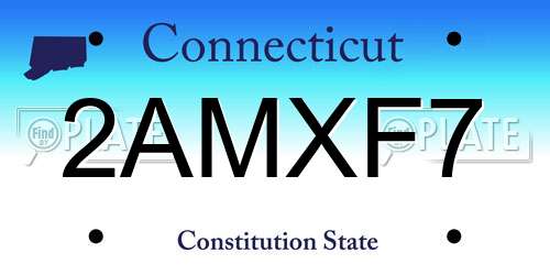 2AMXF7 Connecticut License Plate