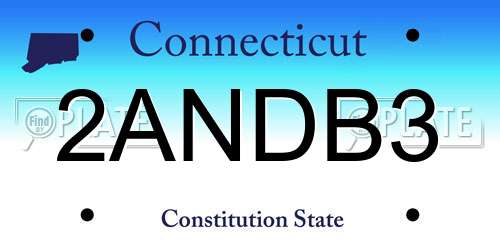2ANDB3 Connecticut License Plate