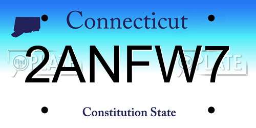 2ANFW7 Connecticut License Plate