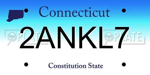 2ANKL7 Connecticut License Plate