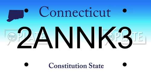 2ANNK3 Connecticut License Plate