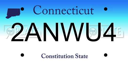 2ANWU4 Connecticut License Plate