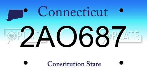 2AO687 Connecticut License Plate
