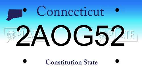 2AOG52 Connecticut License Plate