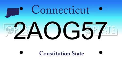 2AOG57 Connecticut License Plate