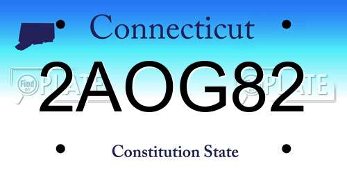 2AOG82 Connecticut License Plate