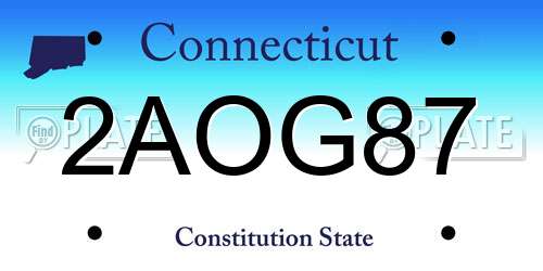 2AOG87 Connecticut License Plate