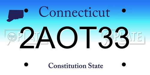 2AOT33 Connecticut License Plate