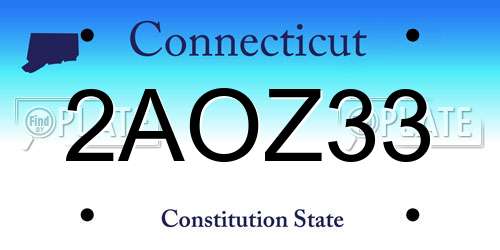 2AOZ33 Connecticut License Plate