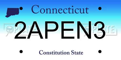 2APEN3 Connecticut License Plate