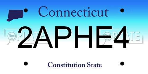 2APHE4 Connecticut License Plate