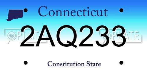 2AQ233 Connecticut License Plate