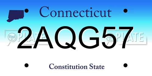 2AQG57 Connecticut License Plate