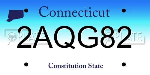 2AQG82 Connecticut License Plate