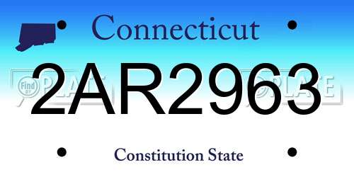 2AR2963 Connecticut License Plate