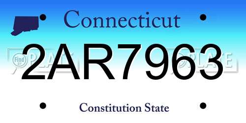 2AR7963 Connecticut License Plate