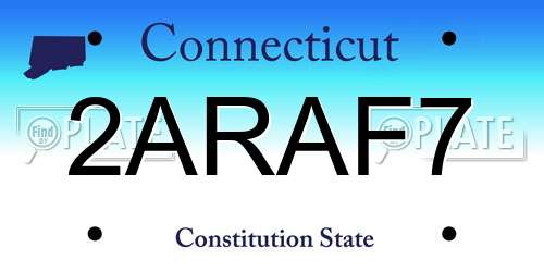 2ARAF7 Connecticut License Plate