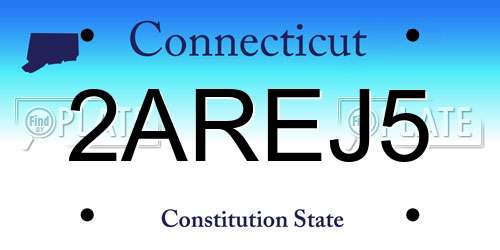 2AREJ5 Connecticut License Plate
