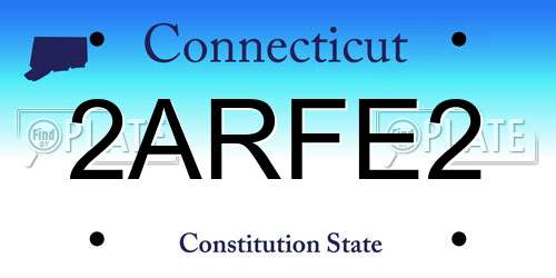 2ARFE2 Connecticut License Plate