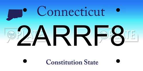 2ARRF8 Connecticut License Plate