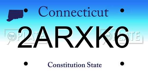 2ARXK6 Connecticut License Plate
