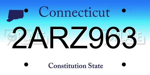 2ARZ963 Connecticut License Plate