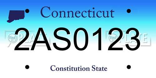 2AS0123 Connecticut License Plate