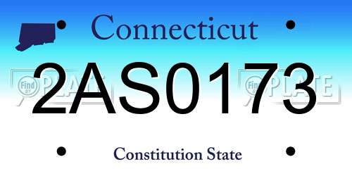 2AS0173 Connecticut License Plate