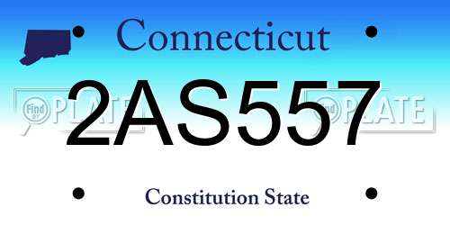 2AS557 Connecticut License Plate
