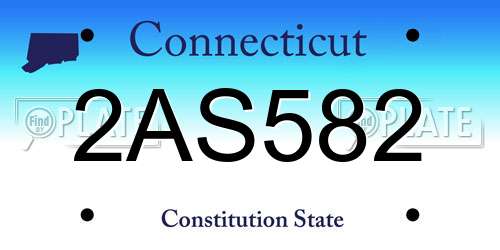2AS582 Connecticut License Plate