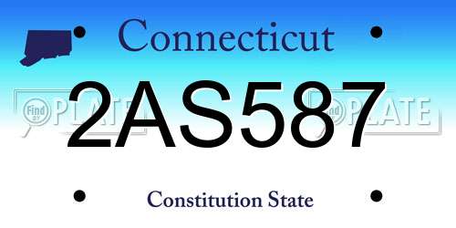 2AS587 Connecticut License Plate