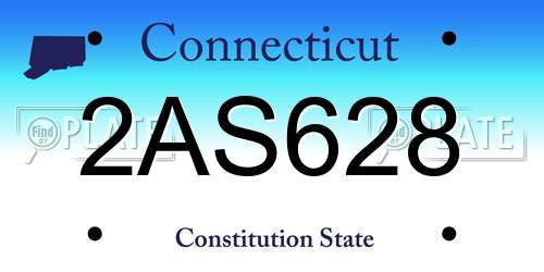 2AS628 Connecticut License Plate