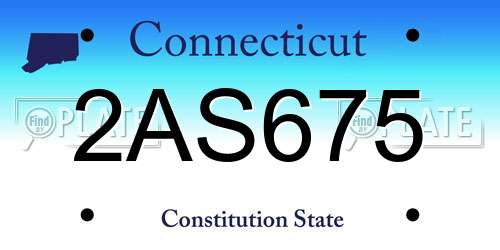 2AS675 Connecticut License Plate