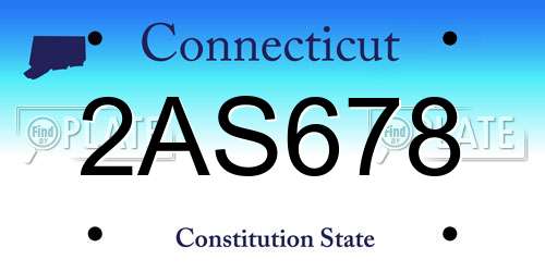 2AS678 Connecticut License Plate