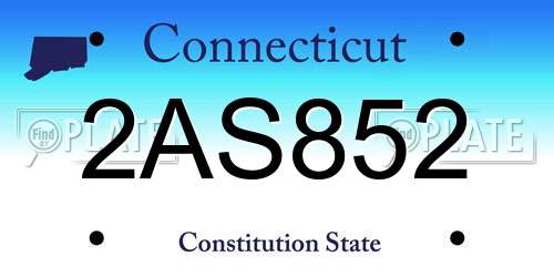 2AS852 Connecticut License Plate
