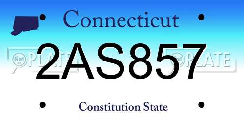 2AS857 Connecticut License Plate