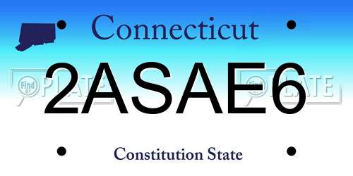 2ASAE6 Connecticut License Plate