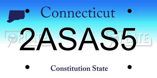 2ASAS5 Connecticut License Plate
