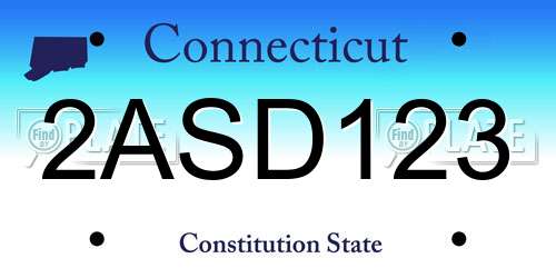 2ASD123 Connecticut License Plate