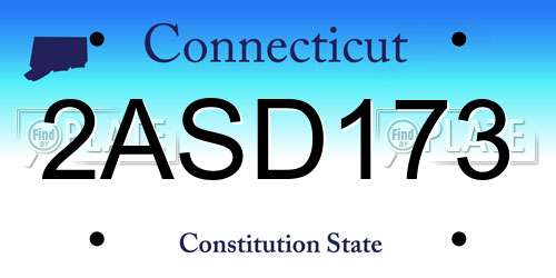 2ASD173 Connecticut License Plate