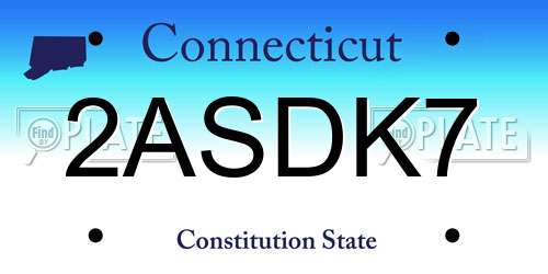2ASDK7 Connecticut License Plate