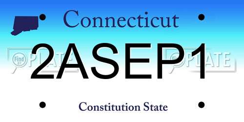 2ASEP1 Connecticut License Plate