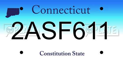 2ASF611 Connecticut License Plate