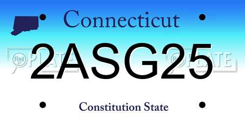2ASG25 Connecticut License Plate