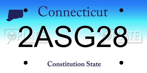 2ASG28 Connecticut License Plate
