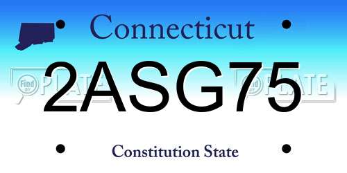 2ASG75 Connecticut License Plate