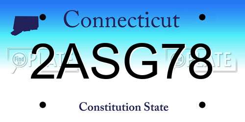 2ASG78 Connecticut License Plate