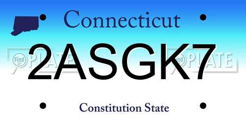2ASGK7 Connecticut License Plate
