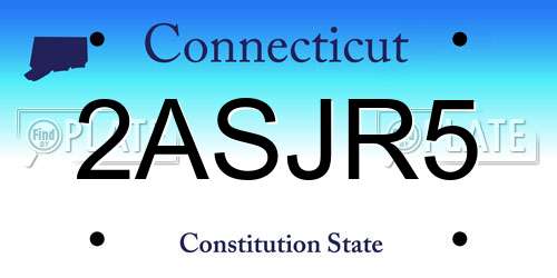 2ASJR5 Connecticut License Plate