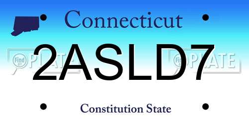 2ASLD7 Connecticut License Plate